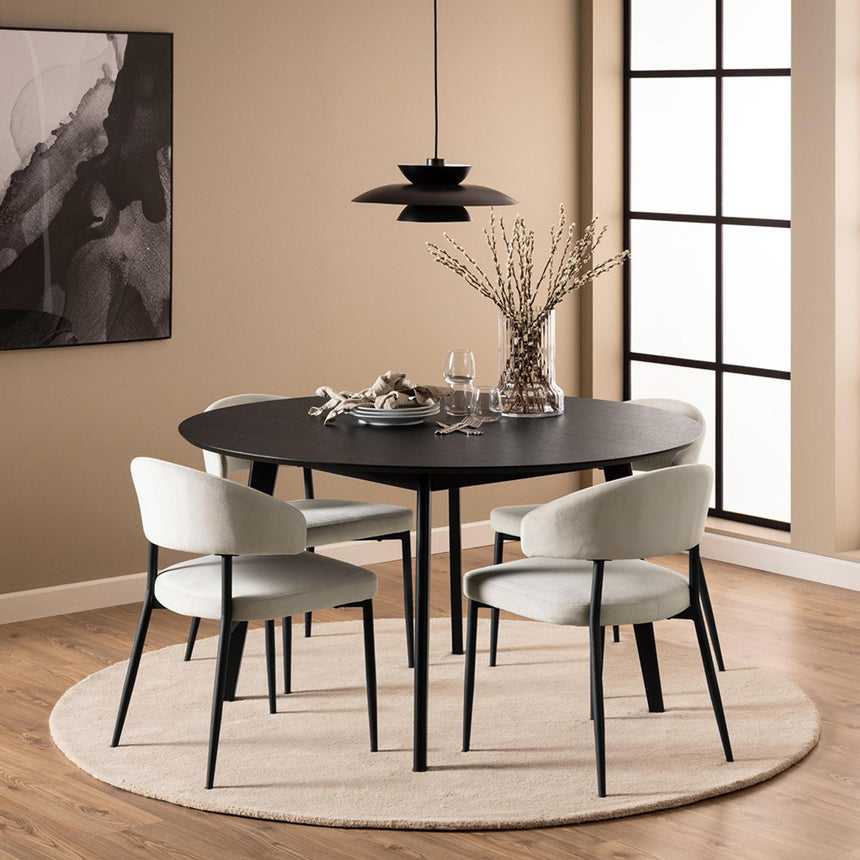 Roxby Round Dining Table - 6 Seater - 140cm - Black