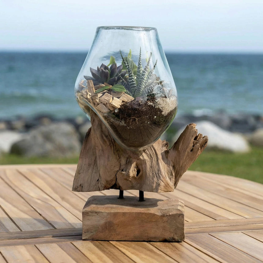 San Marino Waterdrop - Teak Wood & Glass