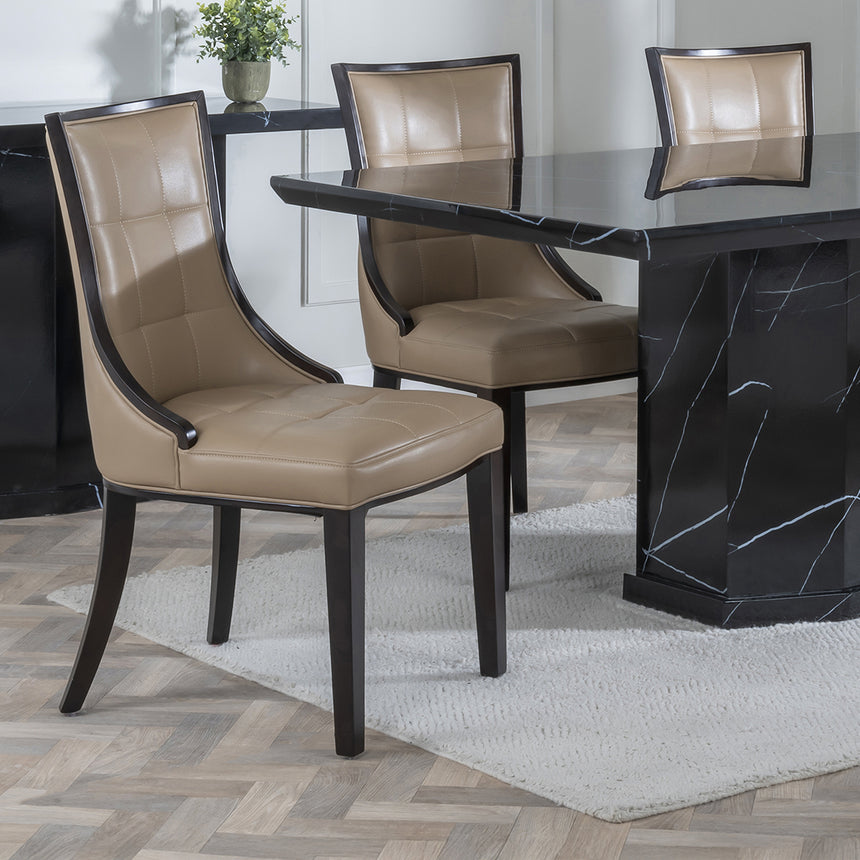 Sandia Leather Dining Chair with Brown Legs