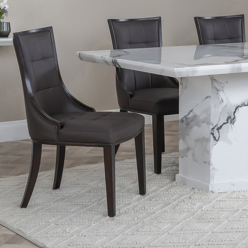 Sandia Leather Dining Chair with Brown Legs