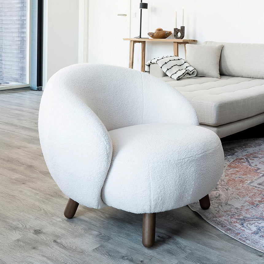 Savona White Fabric Lounge Chair