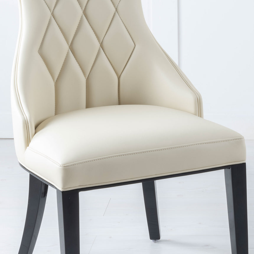 Parish Leather Large High Back Dining Chair with Black Legs