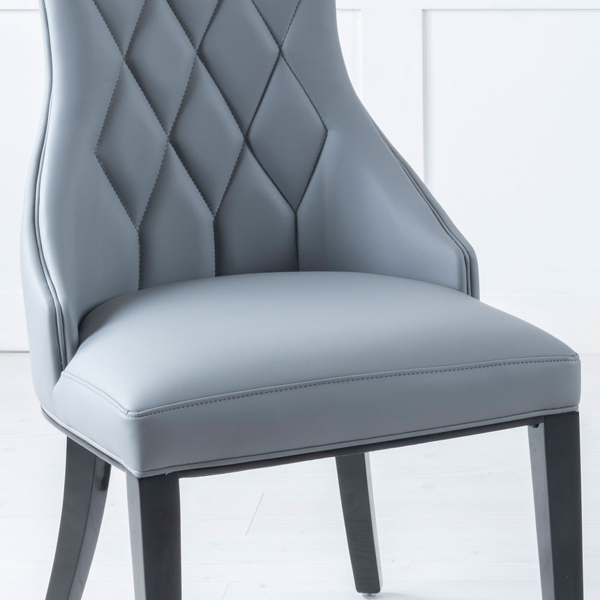 Parish Leather Large High Back Dining Chair with Black Legs