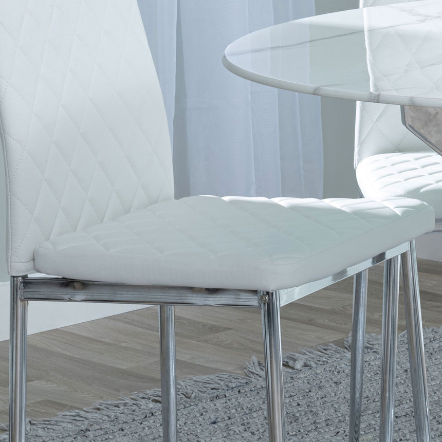 Novato Leather Dining Chairs with Chrome Metal Legs