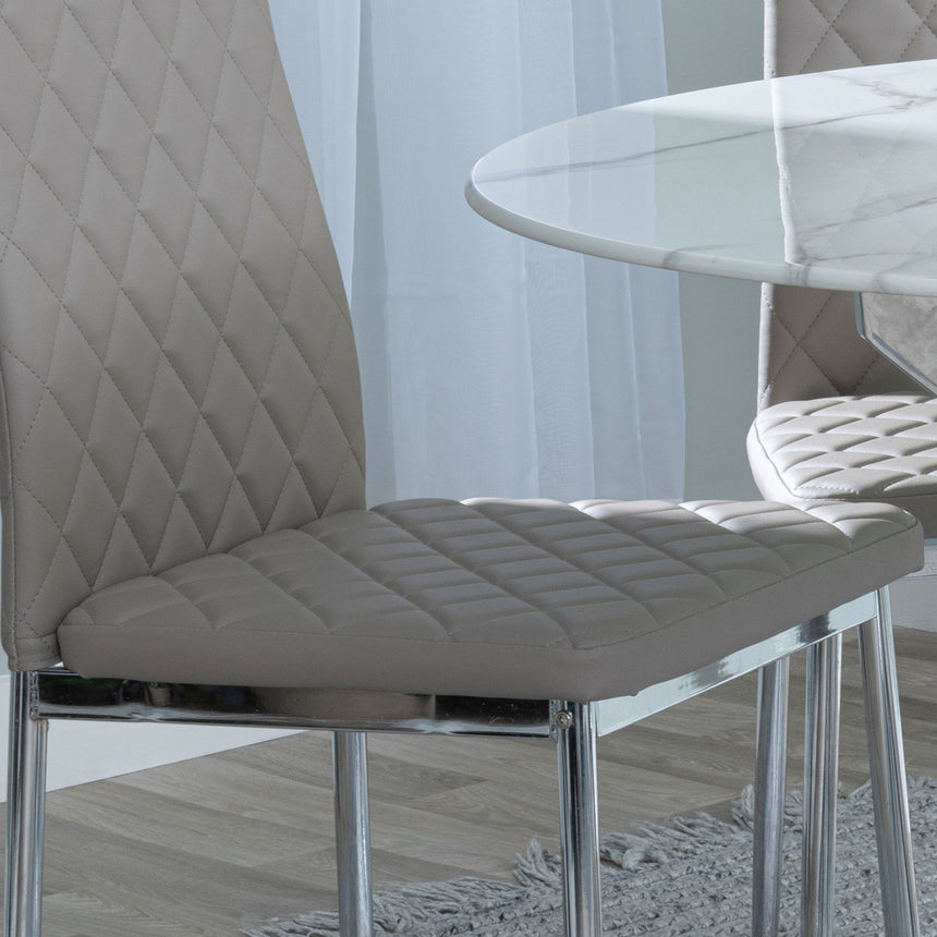 Novato Leather Dining Chairs with Chrome Metal Legs