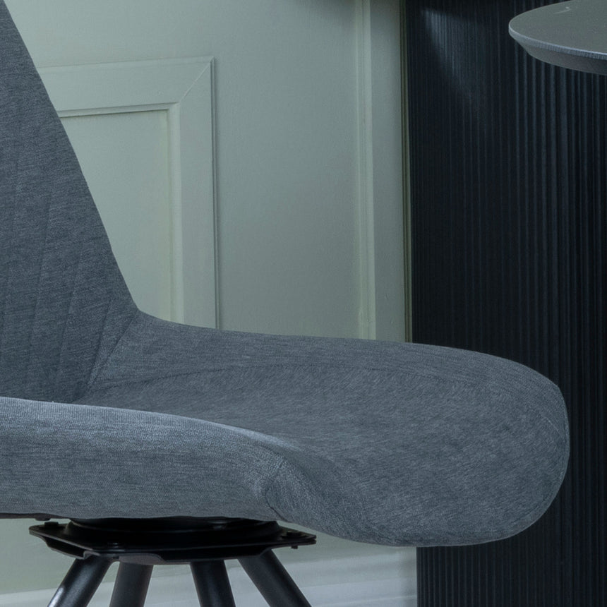 Messina Fabric Swivel Dining Chair with Black Legs