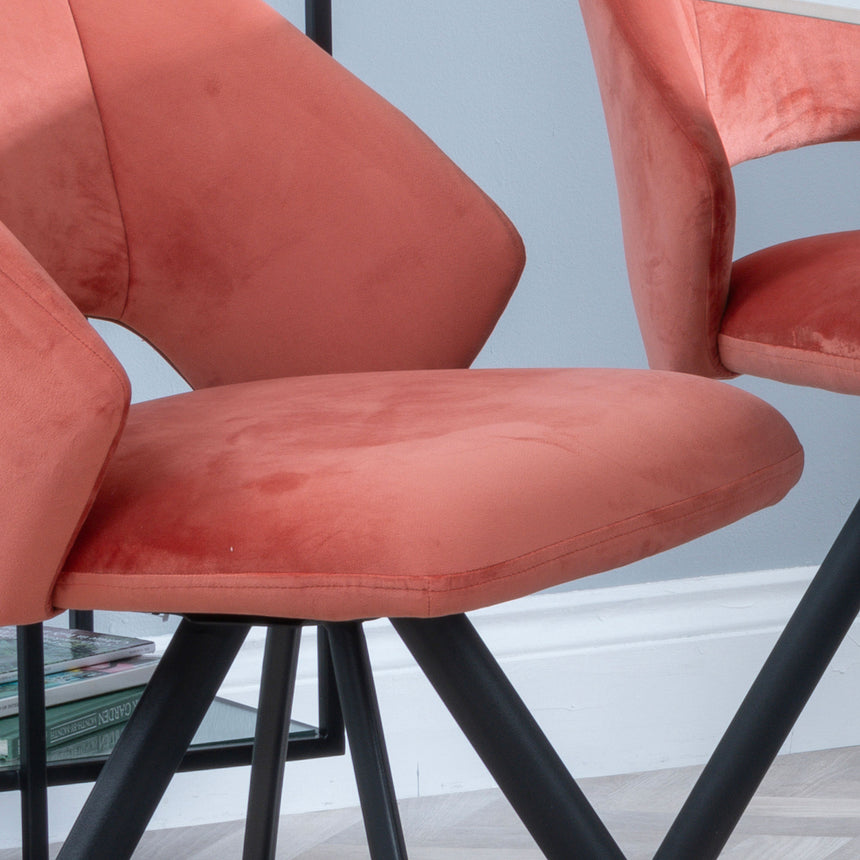 Burano Velvet Fabric Swivel Dining Chair with Black Legs