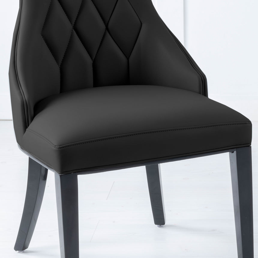 Parish Leather Large High Back Dining Chair with Black Legs
