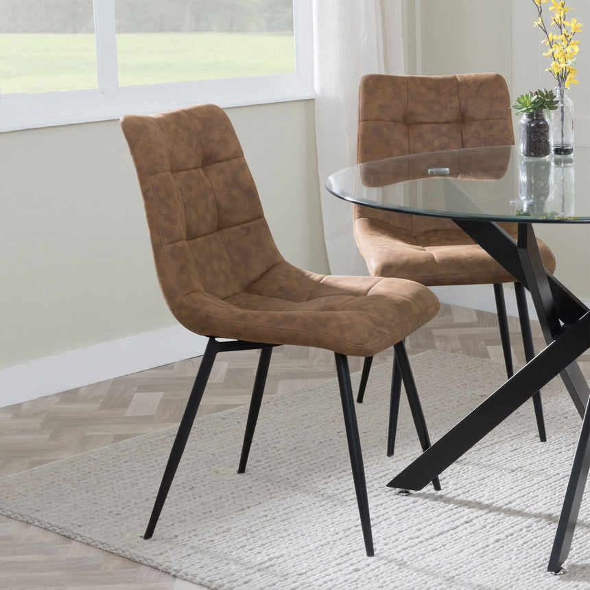 Bolzano Fabric Dining Chairs with Black Metal Legs