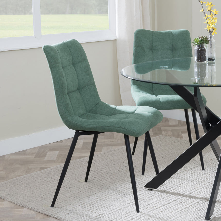 Bolzano Fabric Dining Chairs with Black Metal Legs