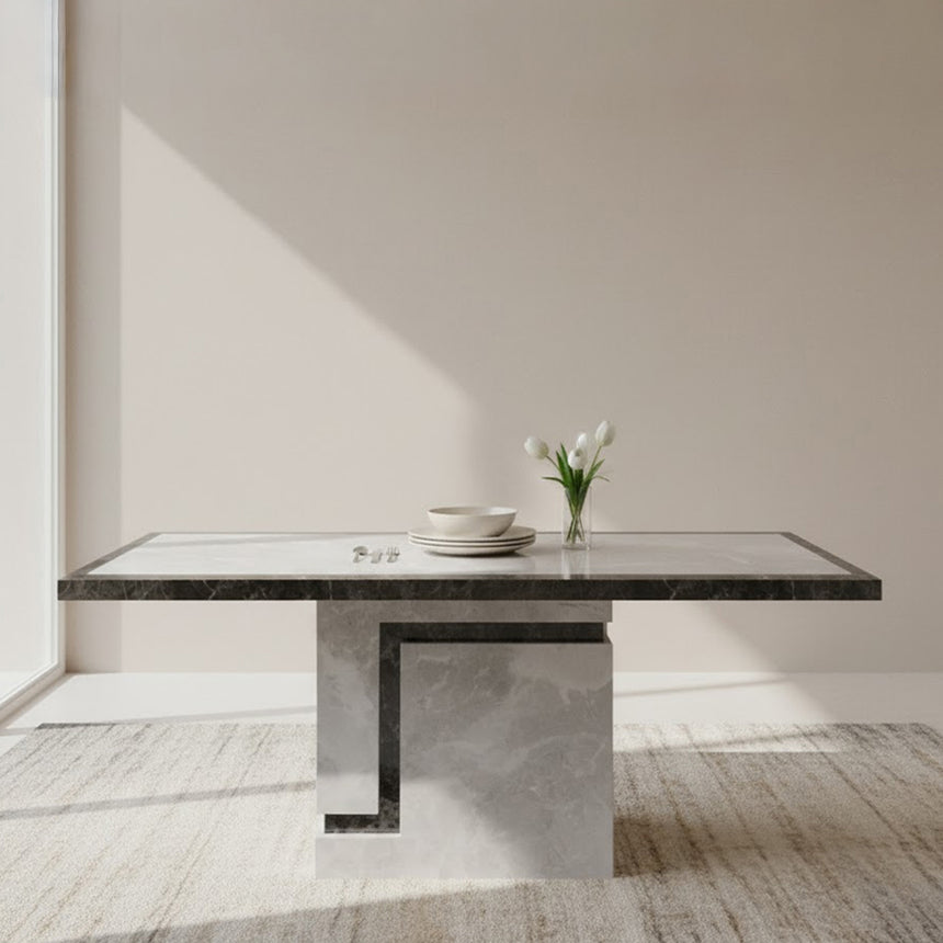 Sicily Armani Grey Engineered Marble 6 Seater Dining Table - Sizes Available