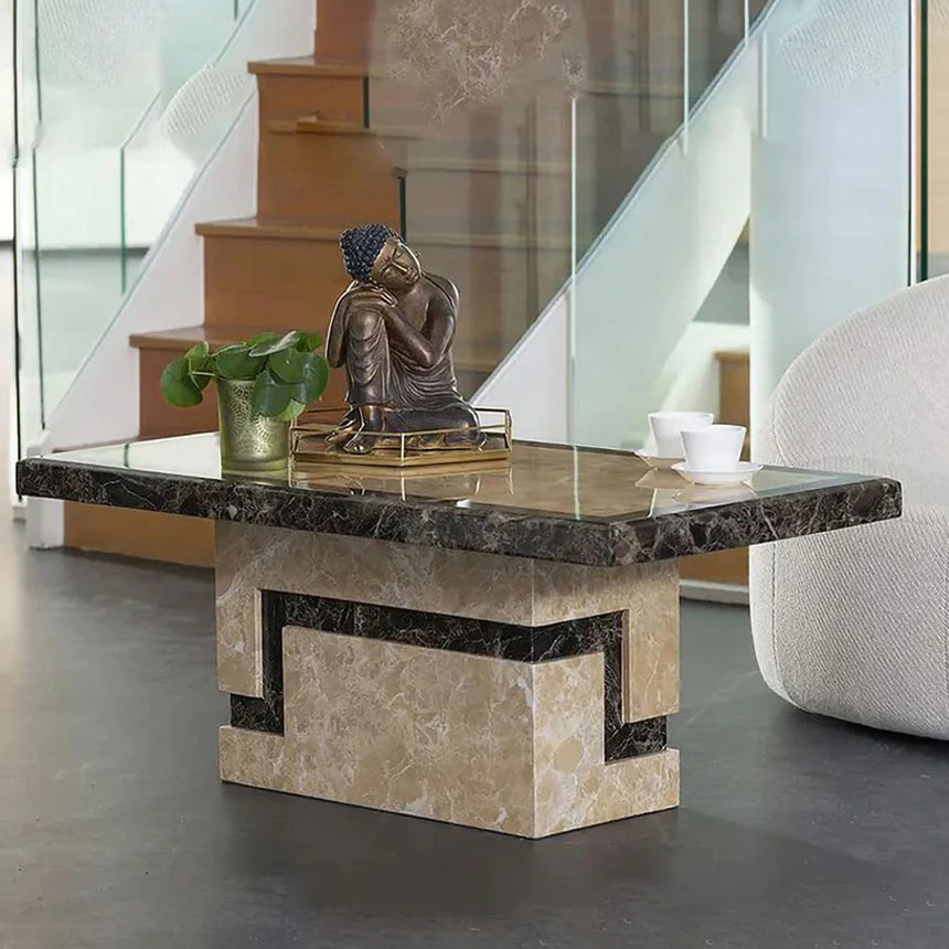 Sicily Cream Marble Coffee Table with  Pedestal Base