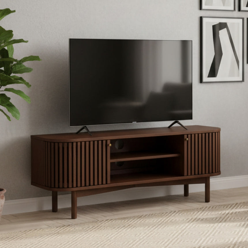 Soho Dark Oak 130cm Slatted Small Storage TV Unit