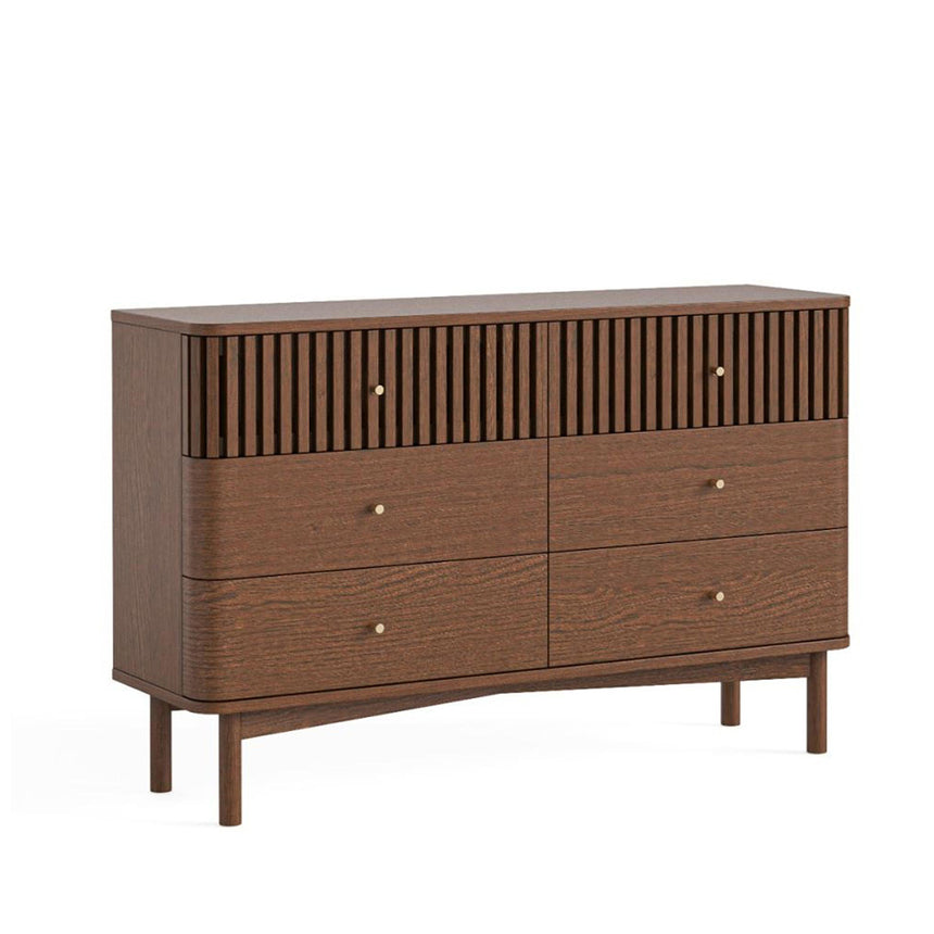 Soho Dark Oak 6 Drawer Slatted Chest