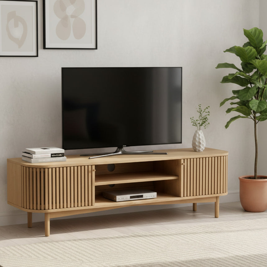 Soho Oak 180cm Slatted Large Storage TV Unit