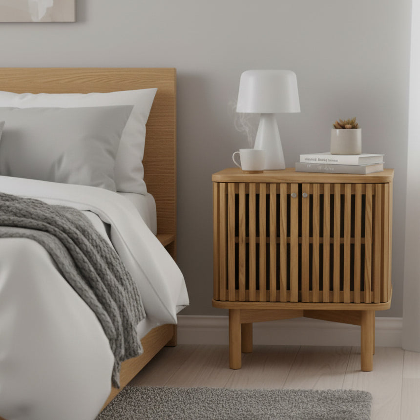 Soho Oak 2 Door Slatted Bedside Table