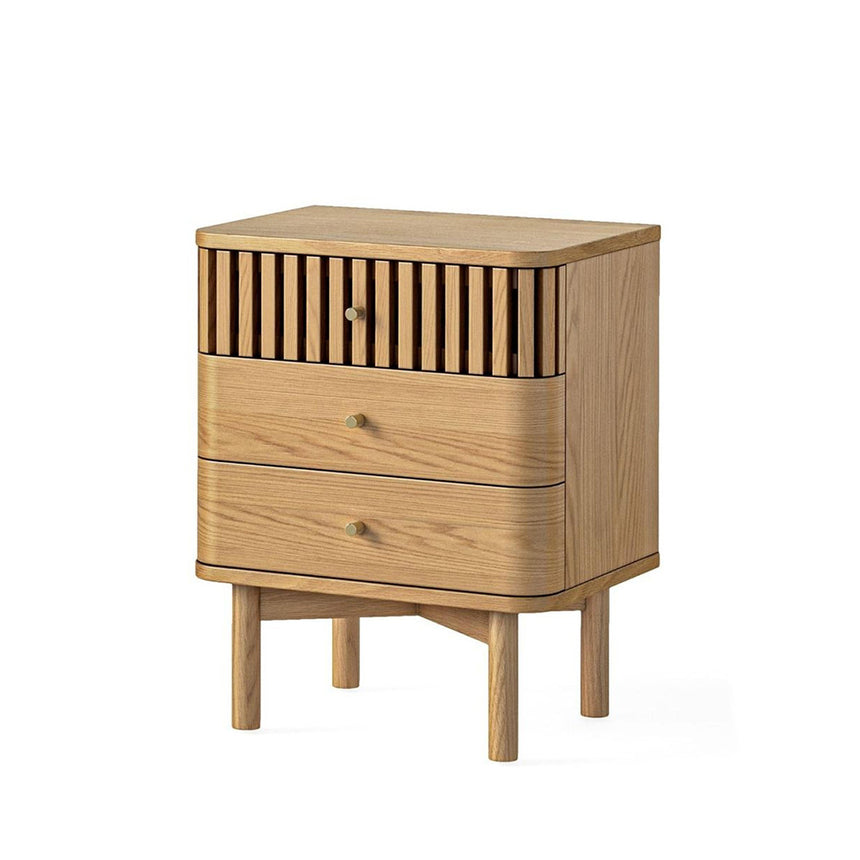 Soho Oak 3 Drawer Slatted Bedside Table