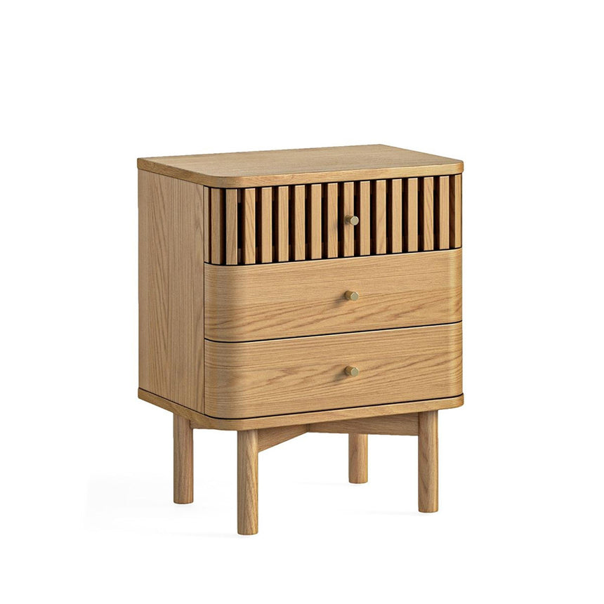 Soho Oak 3 Drawer Slatted Bedside Table
