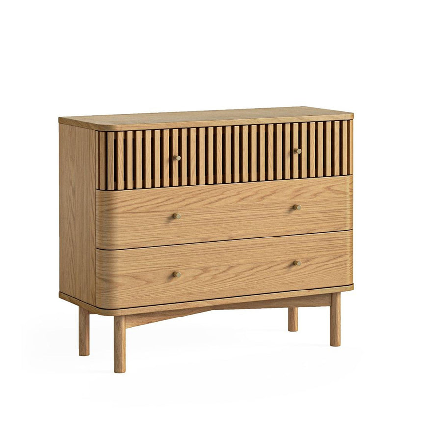 Soho Oak 3 Drawer Slatted Chest