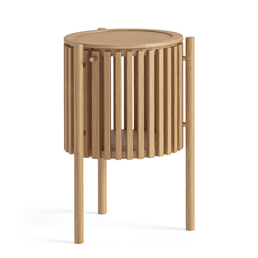 Soho Oak 1 Door Slatted Story Round Side Table