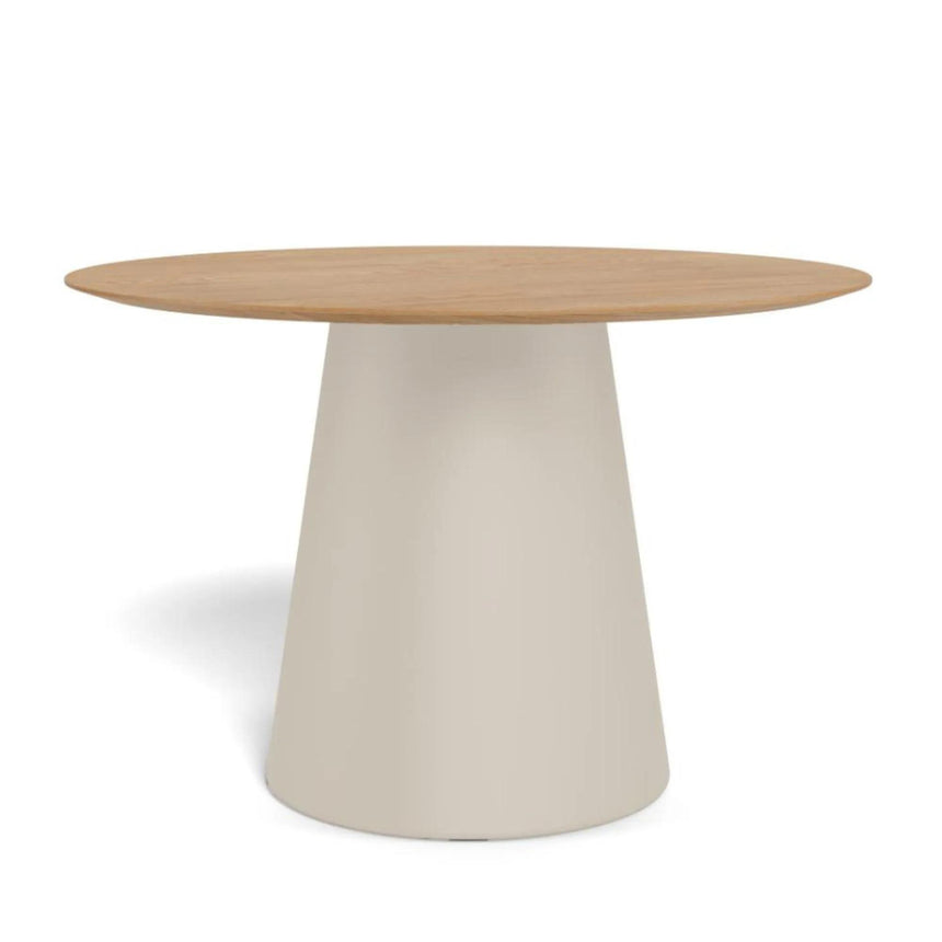 Soli RoundDining Table - 4 Seater - Pedestal - 120cm - Oak and Grey Metal