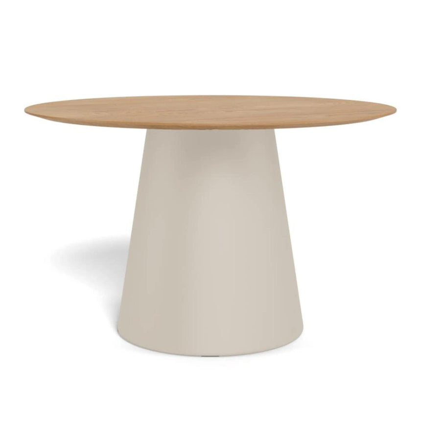 Soli RoundDining Table - 4 Seater - Pedestal - 120cm - Oak and Grey Metal