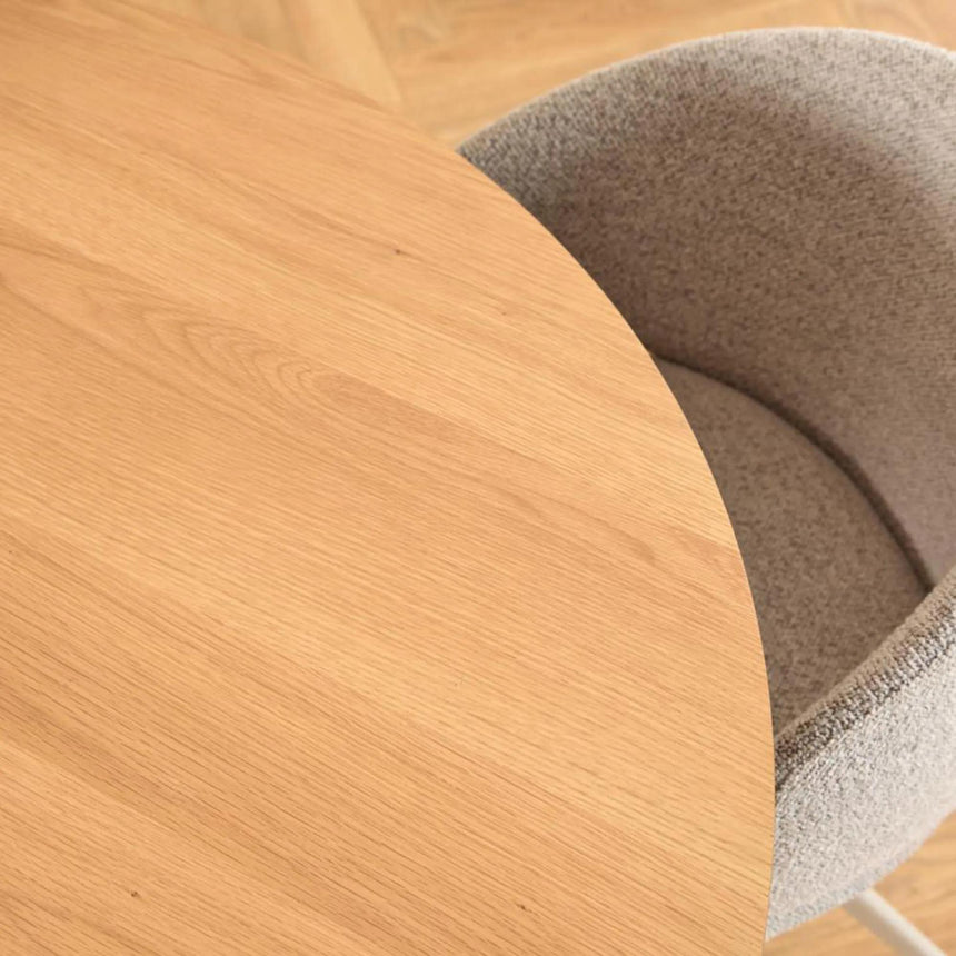 Soli RoundDining Table - 4 Seater - Pedestal - 120cm - Oak and Grey Metal