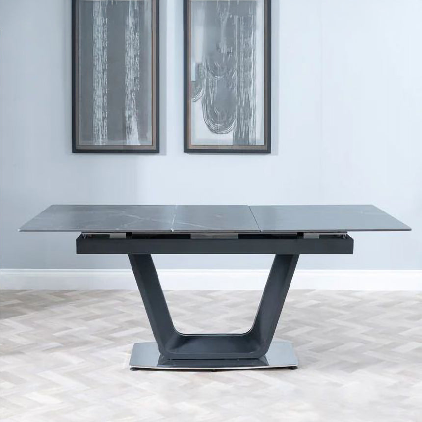 Sophia 4-6 Seater Ceramic Extending Dining Table with Black Base - 140cm-180cm