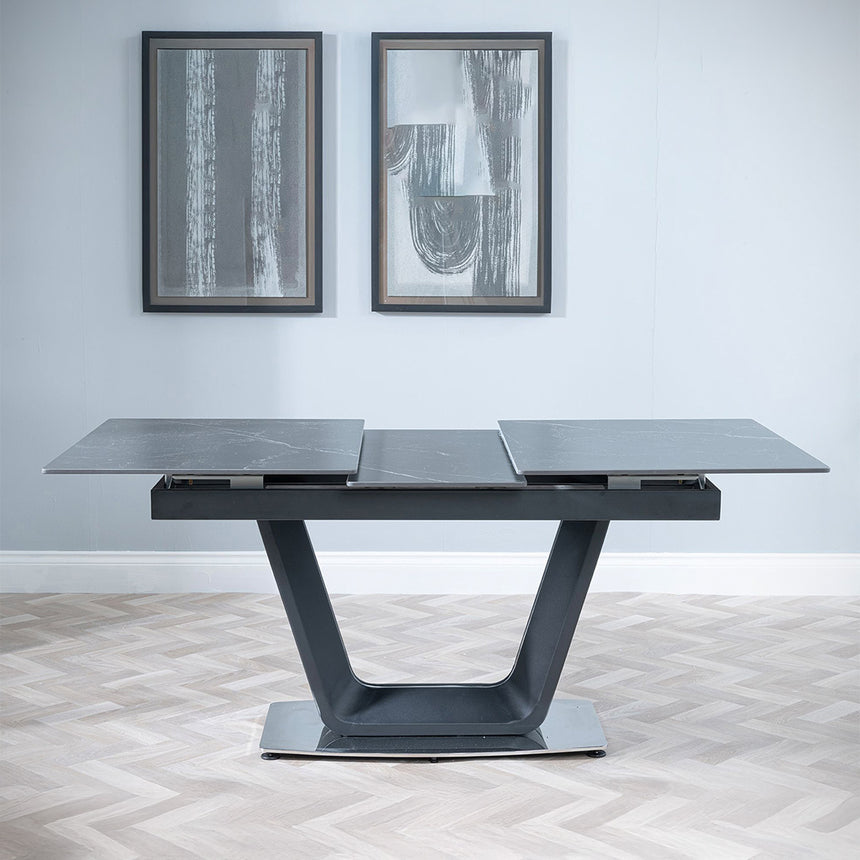 Sophia 4-6 Seater Ceramic Extending Dining Table with Black Base - 140cm-180cm