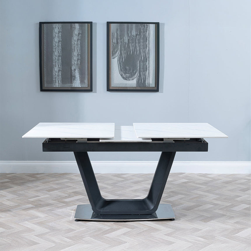 Sophia 4-6 Seater Ceramic Extending Dining Table with Black Base - 140cm-180cm