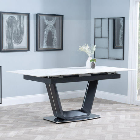 Sophia 4-6 Seater Ceramic Extending Dining Table with Black Base - 140cm-180cm