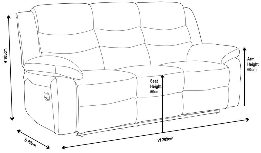 Angelo Fabric 3 Seater Recliner Sofa