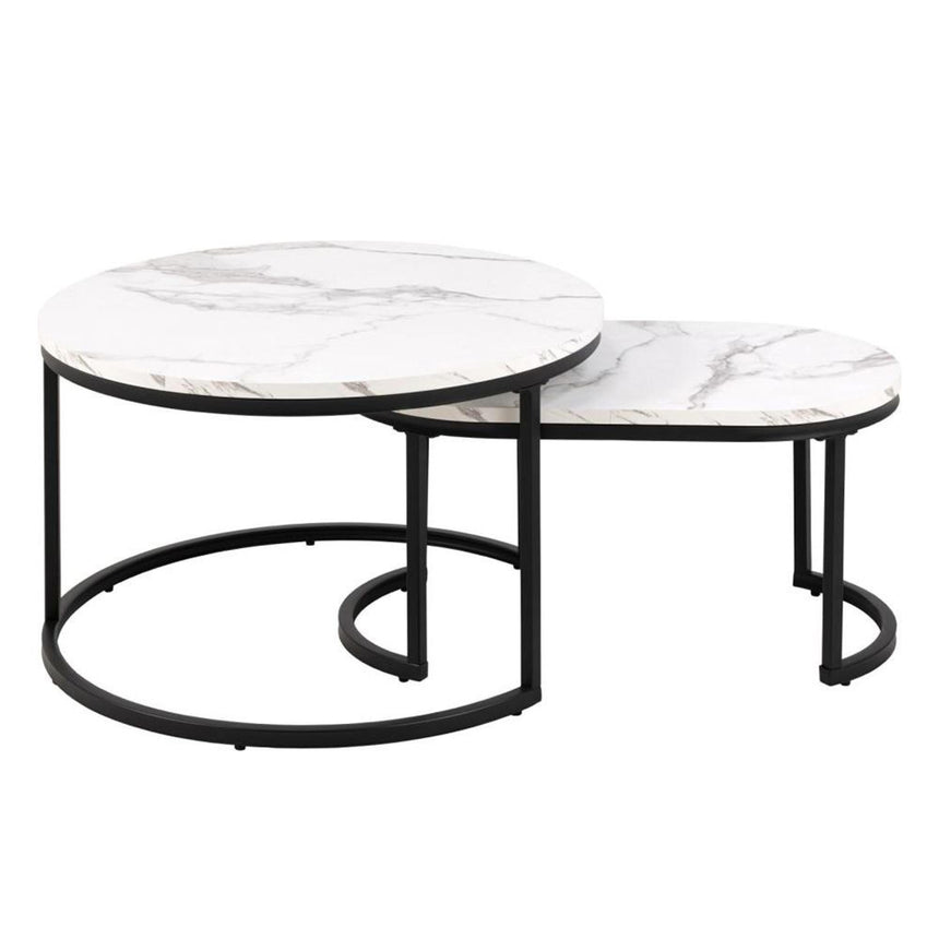 Spiro Coffee Table - White Marble Effect - Set of 2
