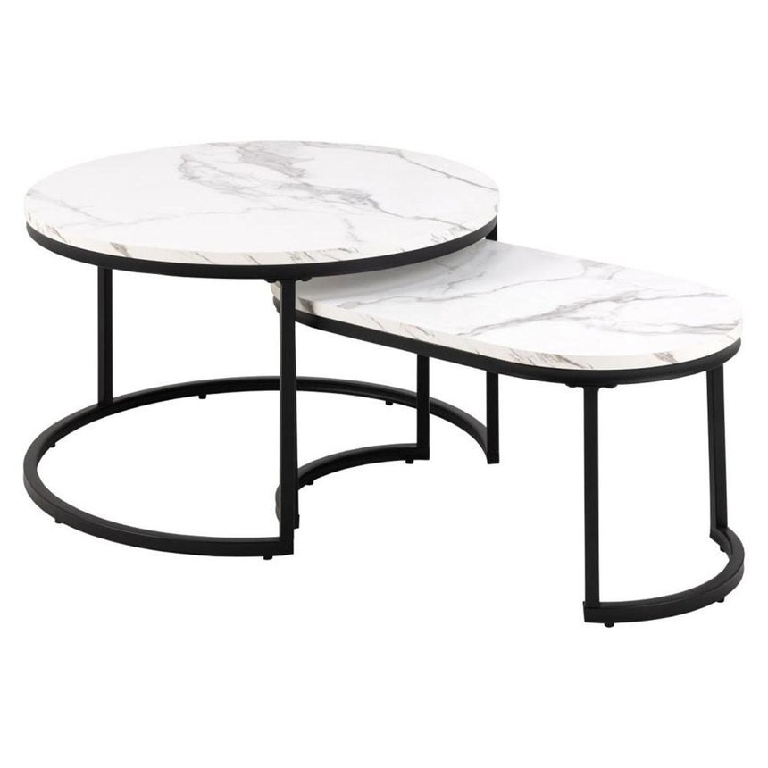 Spiro Coffee Table - White Marble Effect - Set of 2