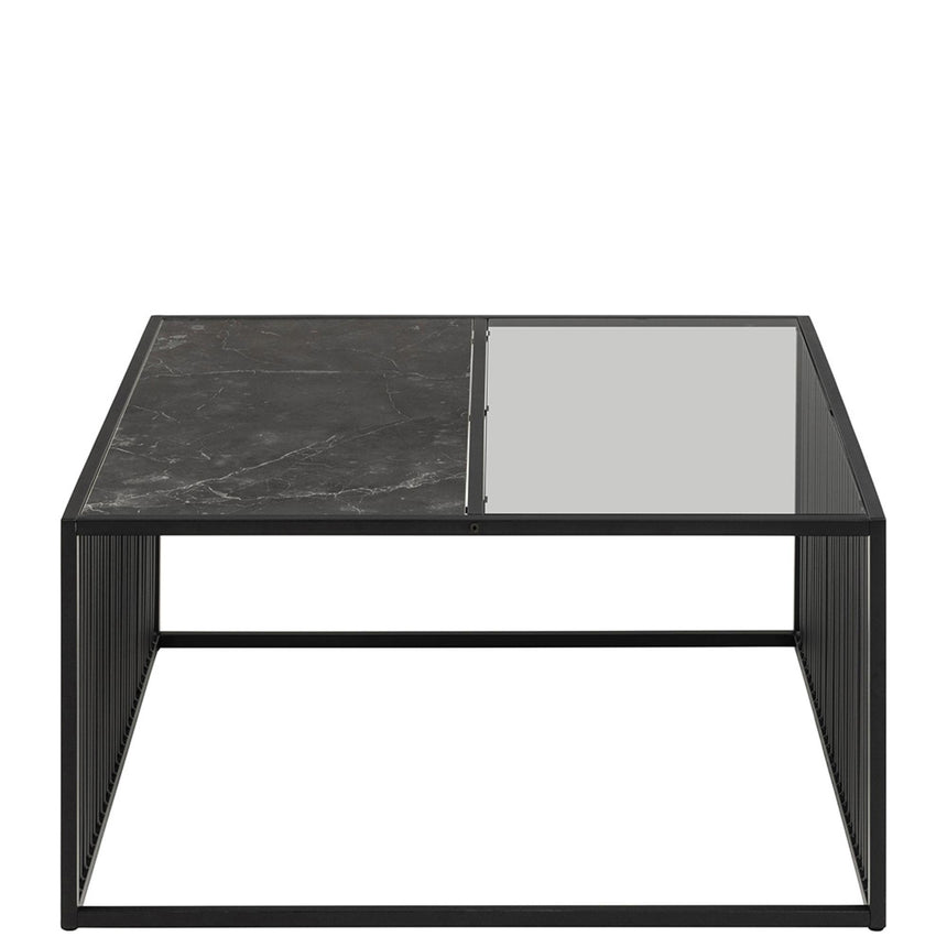 Strington Coffee Table - Square - Black Marble and Glass
