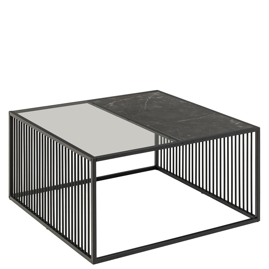 Strington Coffee Table - Square - Black Marble and Glass