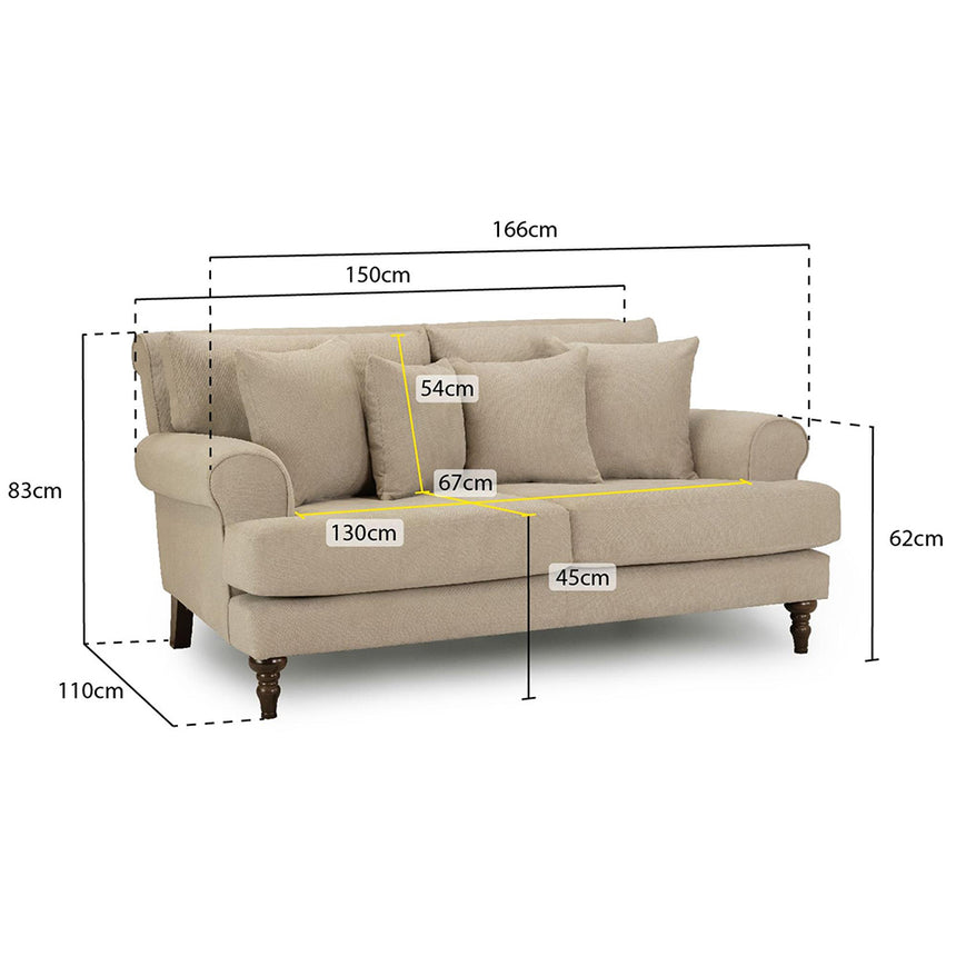 Costa Beige Fabric 2 Seater Sofa