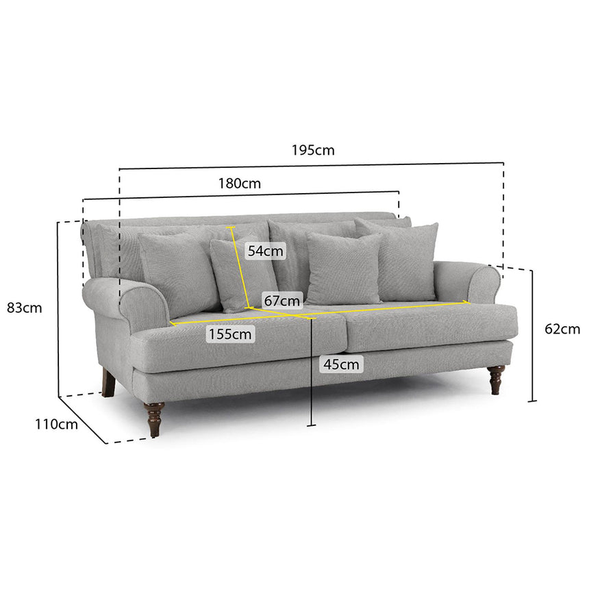 Costa Grey Fabric 3 Seater Sofa