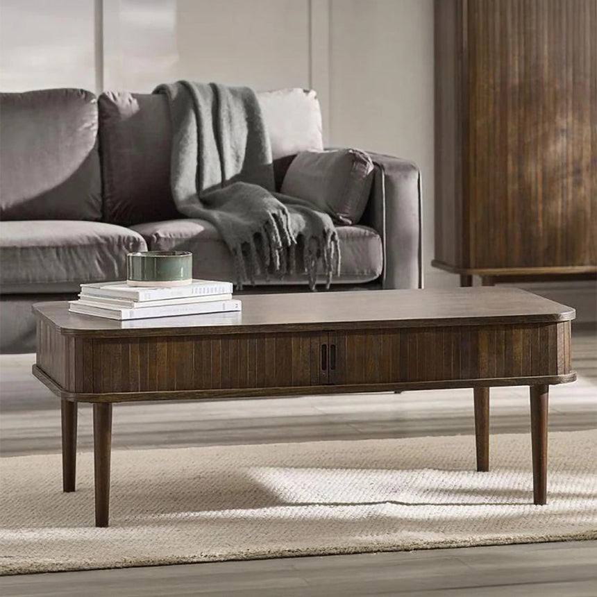 Tambour Dark Oak Ribbed Coffee Table