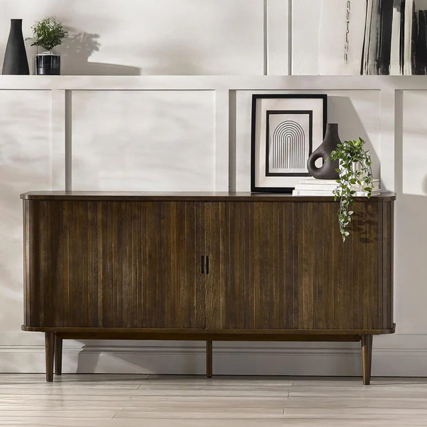 Tambour Dark Oak Ribbed 2 Door Large Sideboard - 160cm