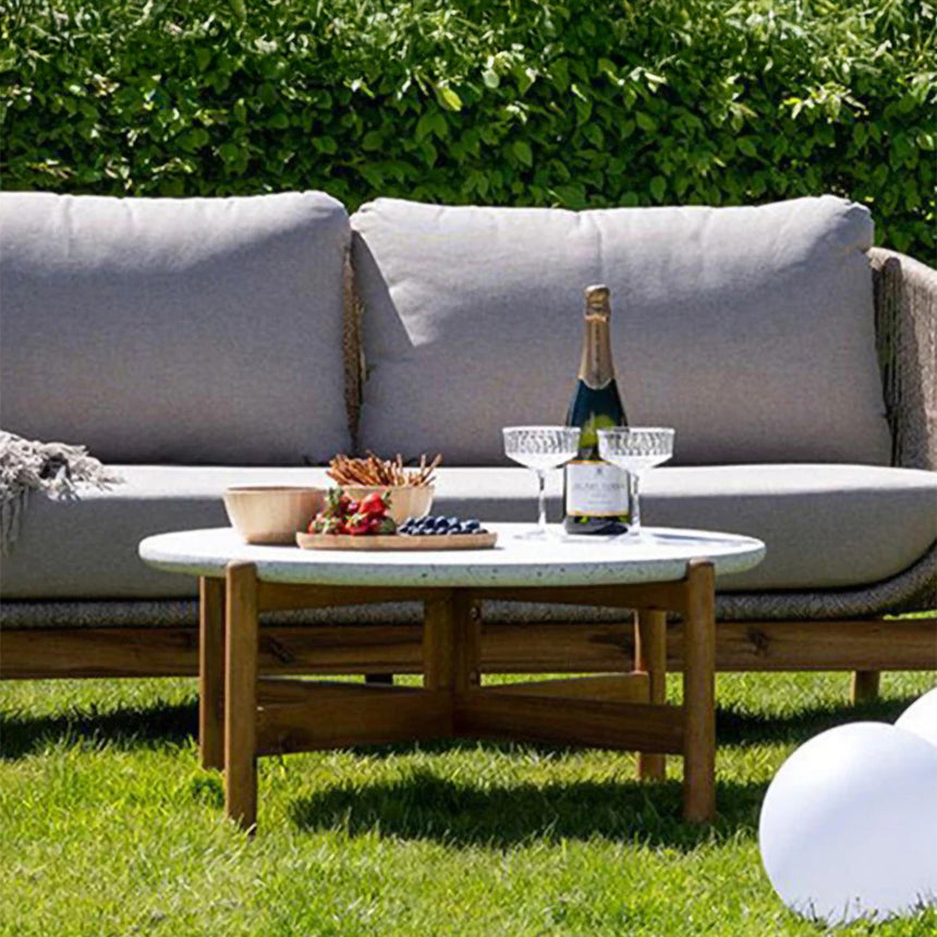 Terracina White Concrete Top Round Garden Coffee Table