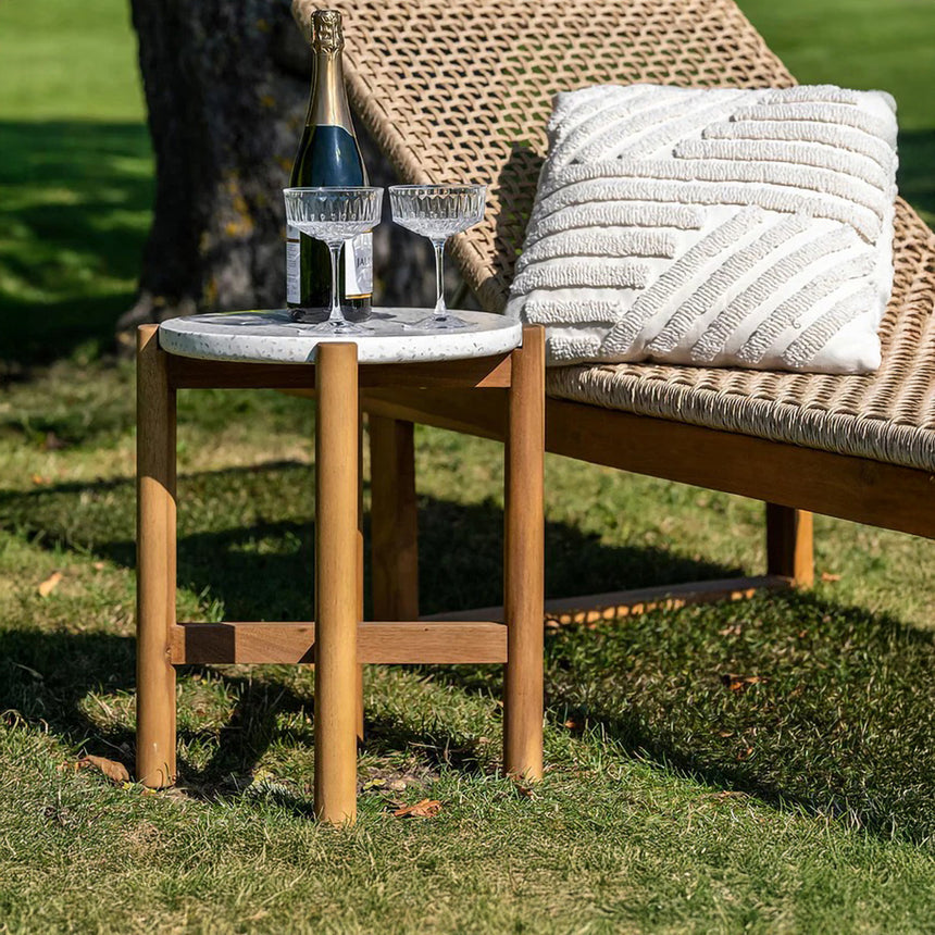 Terracina White Concrete Top Round Garden Side Table
