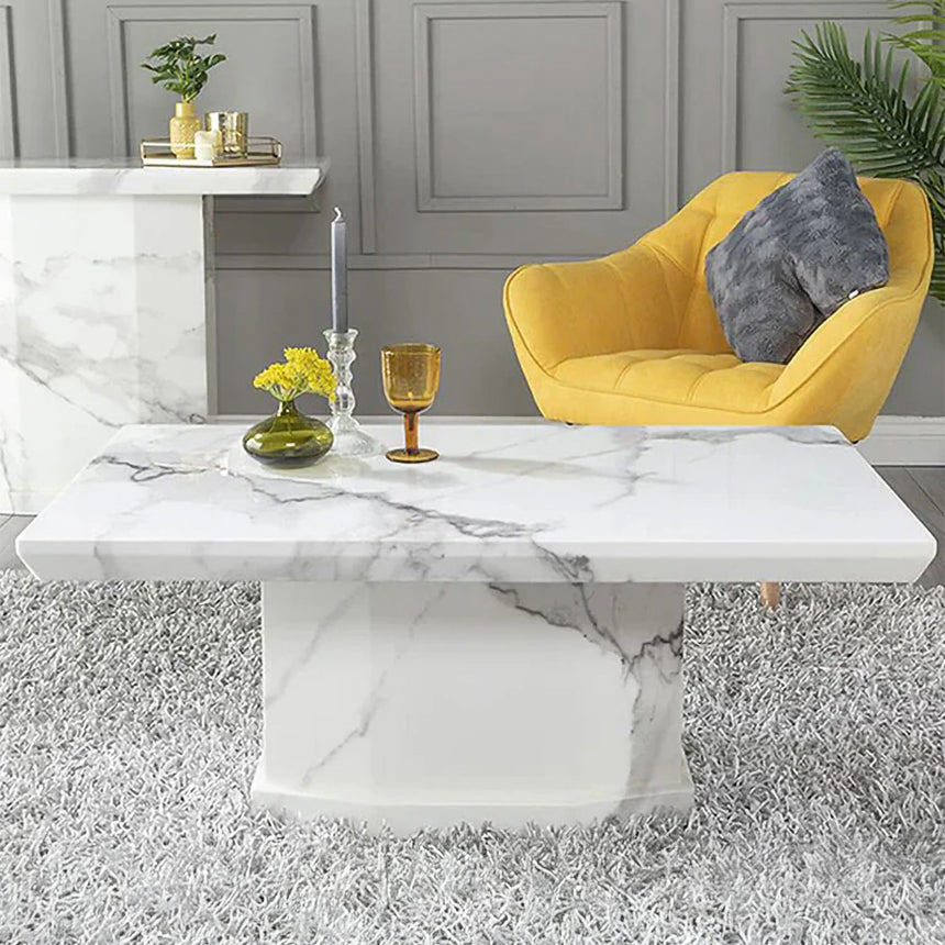 Toronto Marble Coffee Table with Pedestal Base