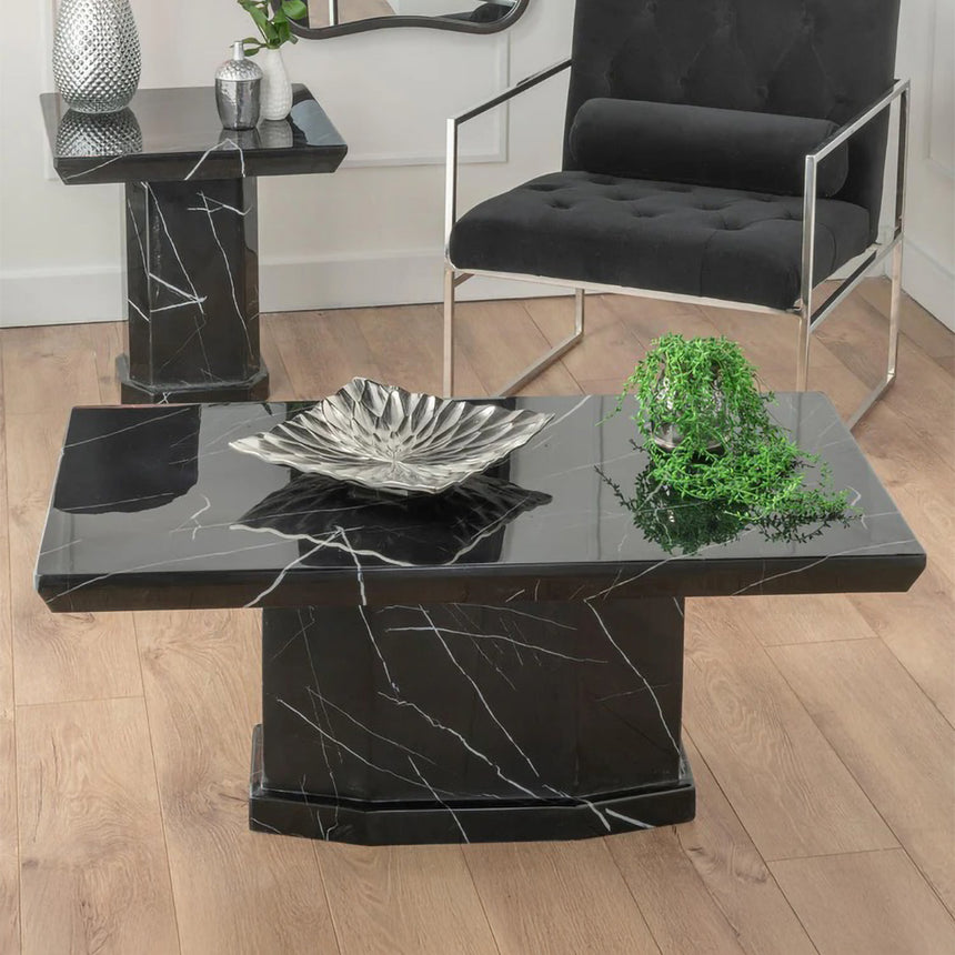 Toronto Marble Coffee Table with Pedestal Base
