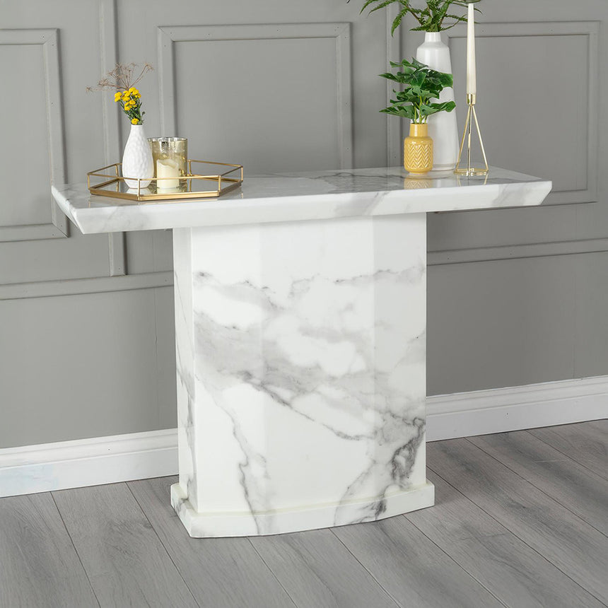 Toronto Marble Console Table with Pedestal Base