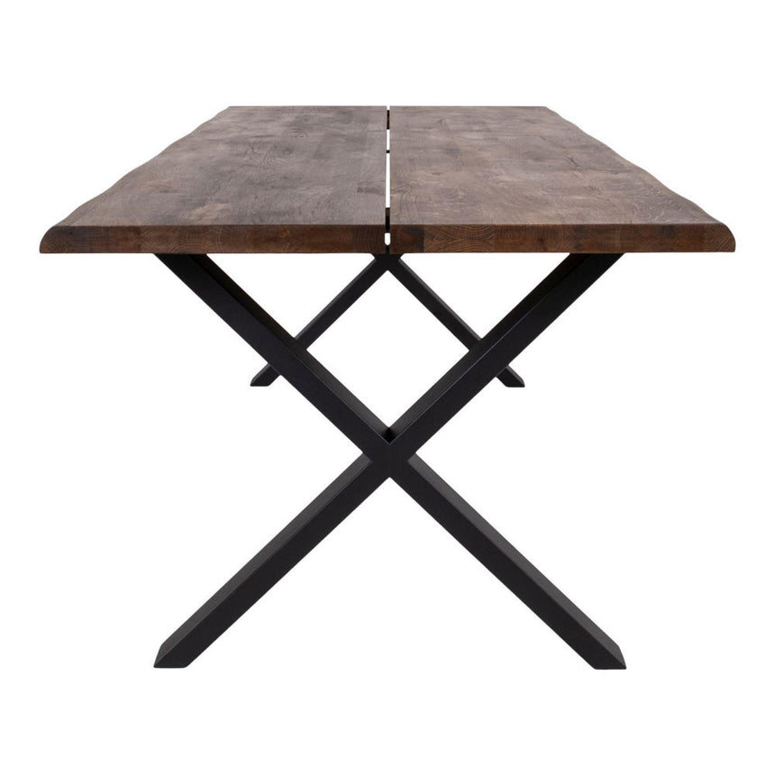 Toulon Dining Table - Smoked Oak - 8 Seater - 200cm - Black Cross Legs