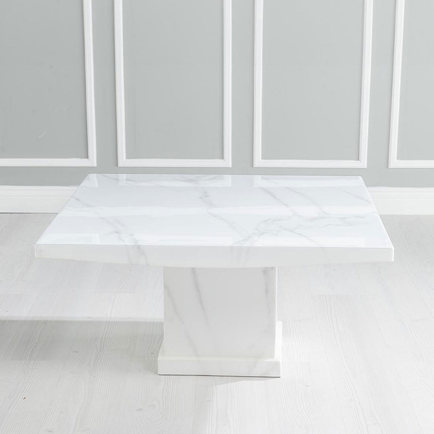 Genoa Square Marble Coffee Table with Pedestal Base