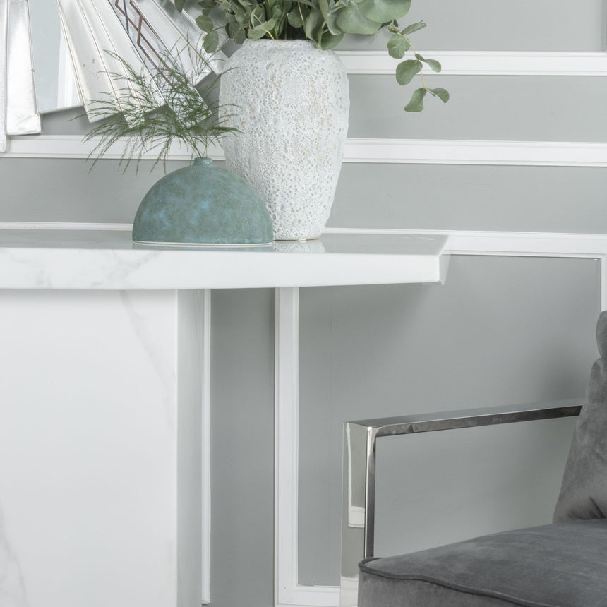 Genoa Marble Console Table with Pedestal Base