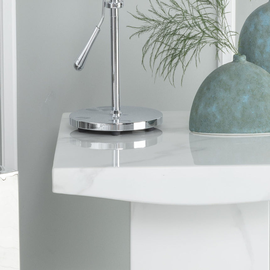 Genoa Marble Square Lamp Table with Pedestal Base