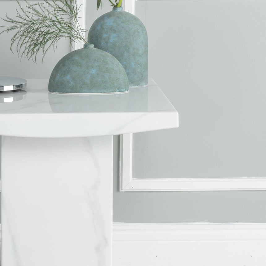 Genoa Marble Square Lamp Table with Pedestal Base